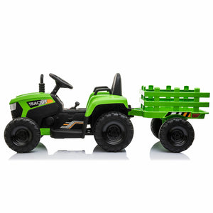 12V Battery-Powered Electric Ride-On Kids Tractor with Trailer Toy Trend Times 13
