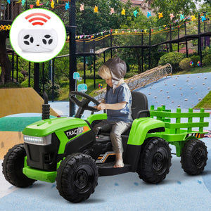 12V Battery-Powered Electric Ride-On Kids Tractor with Trailer Toy Trend Times Variant 0