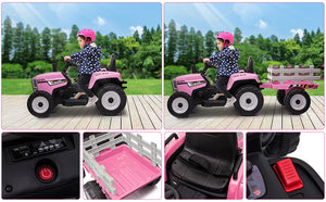 12V Electric Battery-Powered Kids Ride-On Tractor with Trailer and Remote Control Trend Times 13