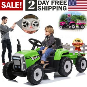 12V Electric Ride-On Kids Tractor Car Toy with Trailer and 3-Speed Remote Control Trend Times 1