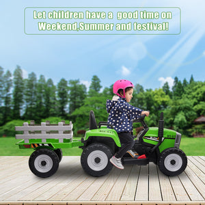 12V Electric Kids Ride-On Tractor Ground Loader with MP3 Player and LED Lights in Green or Pink Trend Times 16