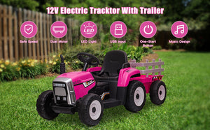 12V Electric Kids Ride-On Tractor Ground Loader with MP3 Player and LED Lights in Green or Pink Trend Times 8
