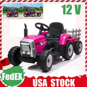 12V Battery Powered Kids Ride On Tractor with Trailer, Electric Toy Vehicle Trend Times Variant 0