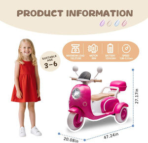 12V Electric 3-Wheel Ride-On Motorcycle Tricycle for Kids Ages 3-6 with 1.86-3.11 MPH Speed Trend Times 10