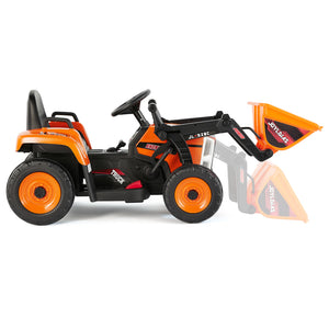 12V Orange Electric Ride-On Excavator Truck with 3 Speeds, Music, Lights, and Remote Control Trend Times 15