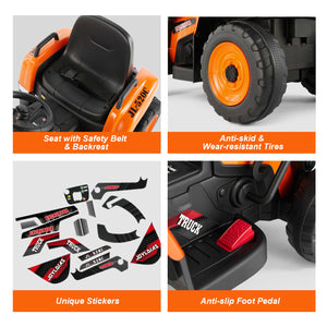 12V Orange Electric Ride-On Excavator Truck with 3 Speeds, Music, Lights, and Remote Control Trend Times 4