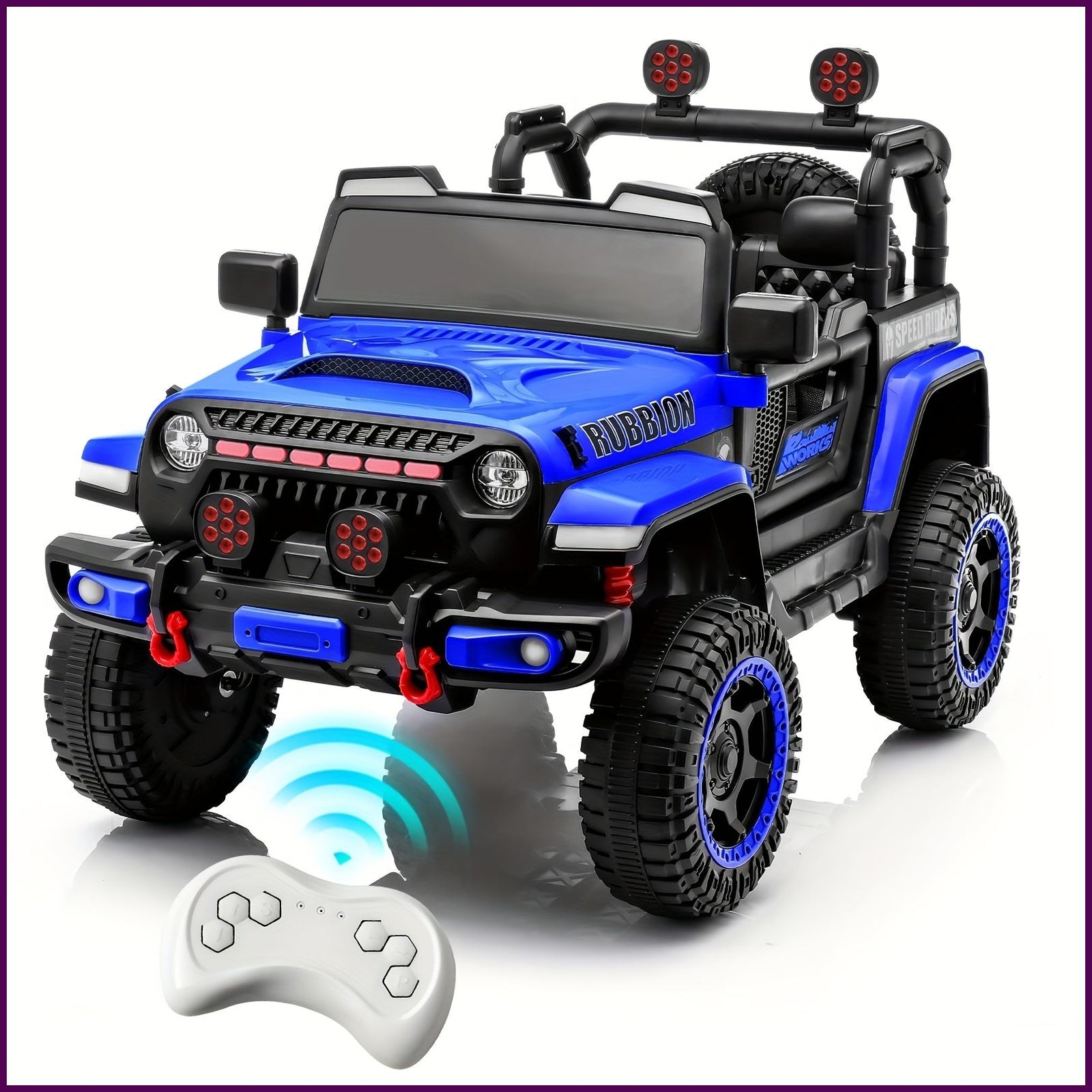 12V Electric Ride-On Car for Kids with Remote Control, Music, LED Lights, and 3 Speeds – Blue Trend Times 0