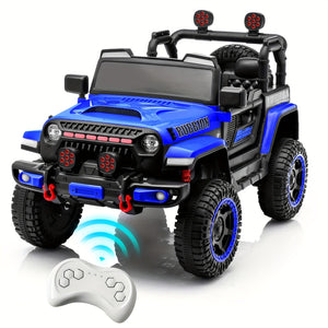12V Electric Ride-On Car for Kids with Remote Control, Music, LED Lights, and 3 Speeds – Blue Trend Times 2