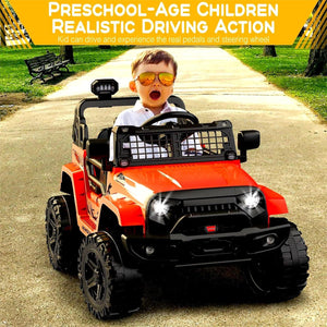 12V Electric Ride-On Kids Truck with LED Lights and Remote Control Battery-Powered Toy Car for Children Trend Times 12