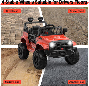 12V Electric Ride-On Kids Truck with LED Lights and Remote Control Battery-Powered Toy Car for Children Trend Times 3