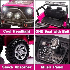 12V Electric Ride-On Jeep Truck for Kids with Remote Control and USB Charging Pink Trend Times 5