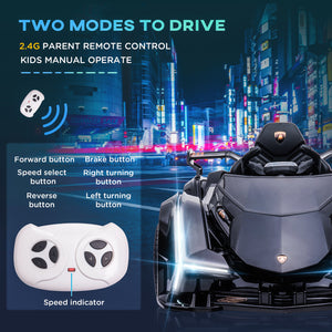 12V Electric Ride-On Car with Remote Control and Bluetooth, Black Trend Times 6