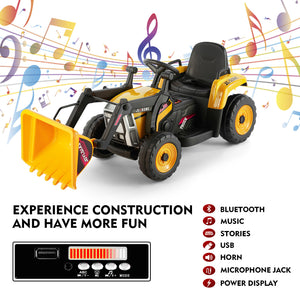 12V Electric Ride-On Excavator Digger with 3 Speeds Bluetooth Music Lights and Remote Control Yellow Trend Times 5