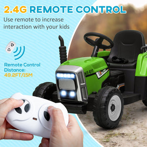12V Electric Ride-On Tractor with Trailer, 25W Dual Motors, Green Trend Times 5