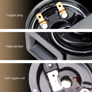 12V Electric Snail Horn 130dB Waterproof for Motorcycle Car Truck Train Black Trend Times 4