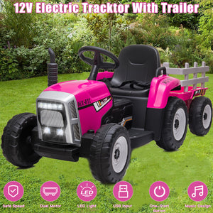 12V Electric Ride-On Tractor with Trailer, Battery Powered, Remote Control Trend Times 0