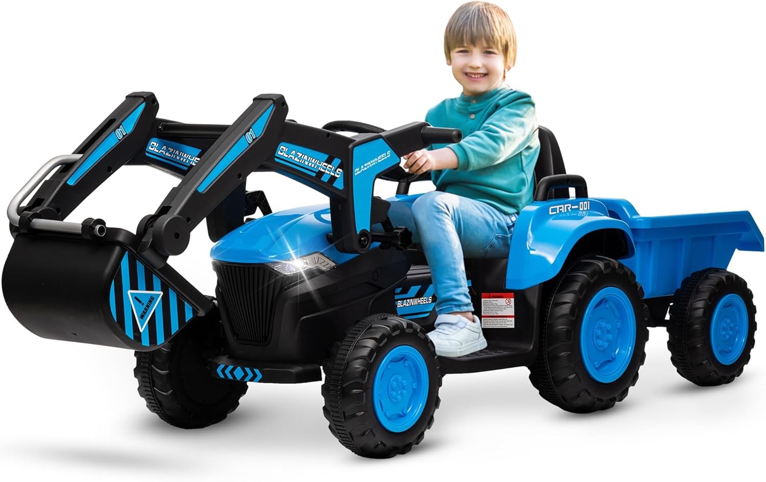 12V Electric 3-in-1 Kids Ride-On Vehicle Set with Excavator, Tractor, and Detachable Trailer Trend Times 1