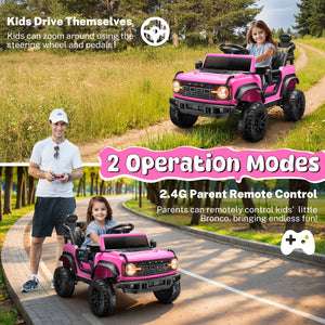 12V Pink Ford Bronco Raptor Ride-On Car with Remote Control for Kids 3-5 years Trend Times 2