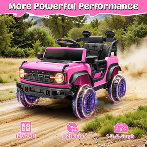 12V Pink Ford Bronco Raptor Ride-On Car with Remote Control for Kids 3-5 years Trend Times 5