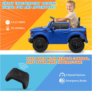 12V Ford F-150 Raptor Ride-On Truck with Remote Control, Lights, and Bluetooth Trend Times 3