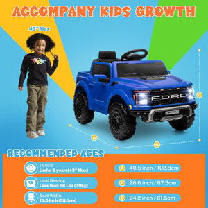 12V Ford F-150 Raptor Ride-On Truck with Remote Control, Lights, and Bluetooth Trend Times 5