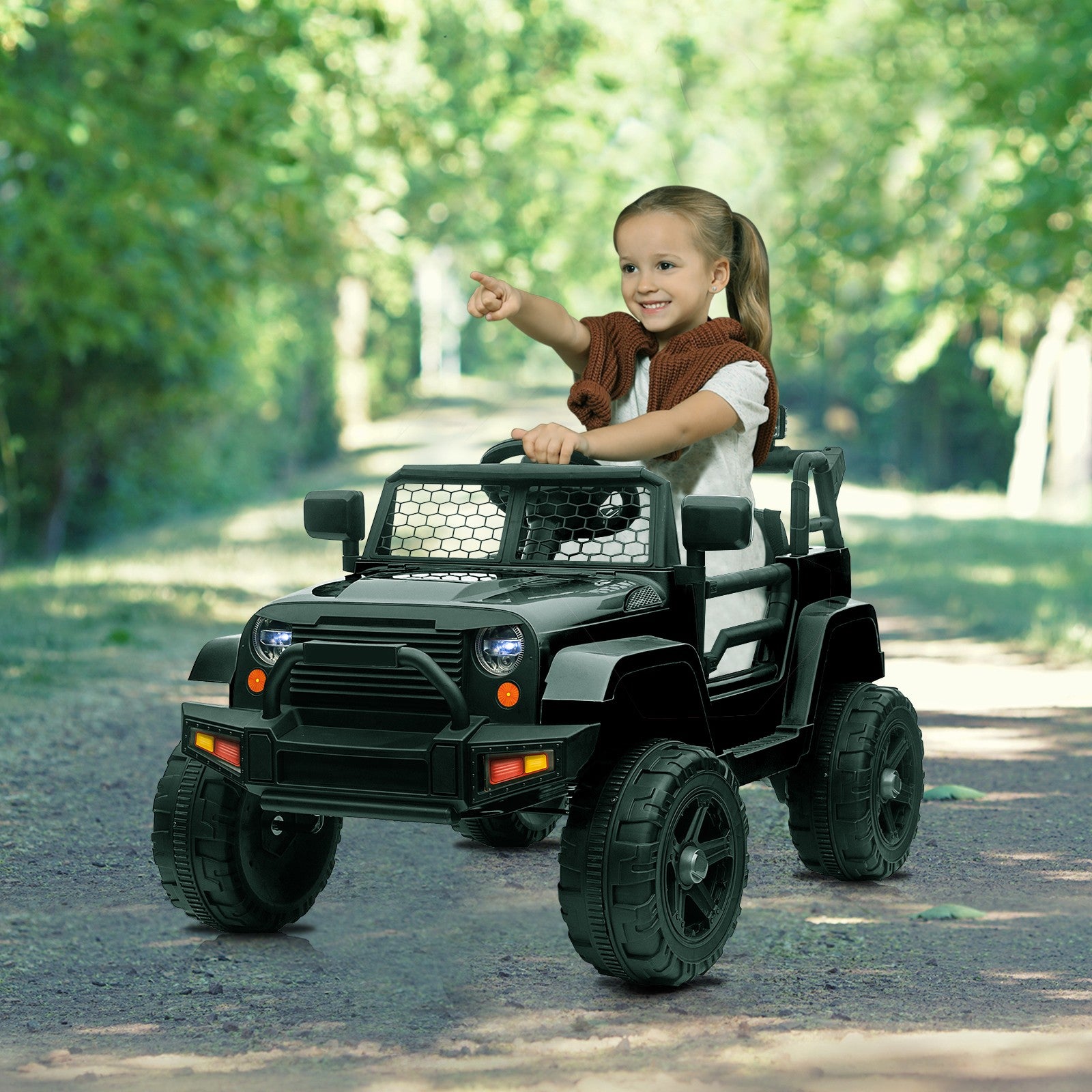 12V Kids Ride-On Jeep Car with Parent Remote Control, MP3 Input, LED Lights, and 3 Speed Settings Trend Times 1