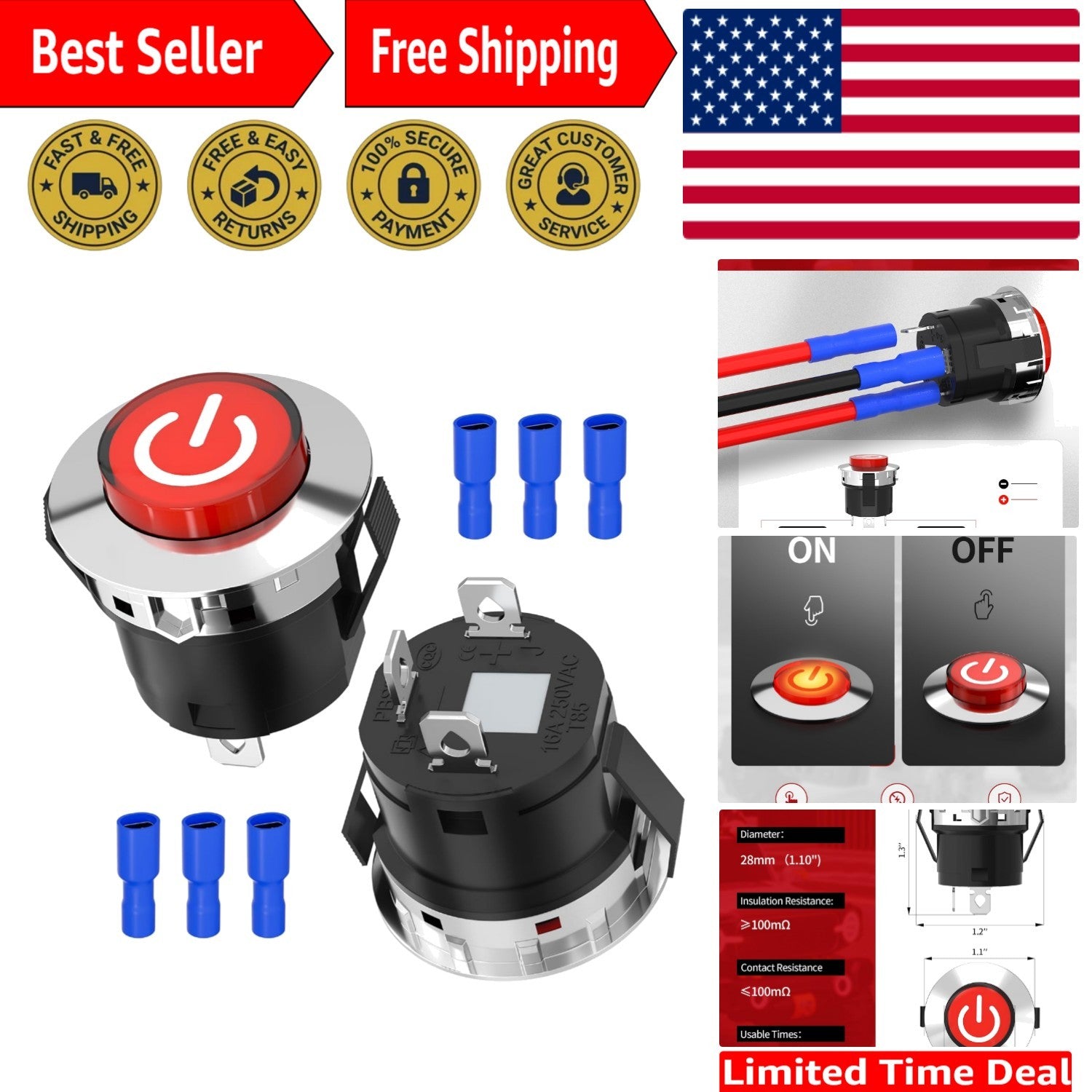 12V Key Start Power Switch with Easy Push Button for Kids Ride-On Cars Trend Times 0