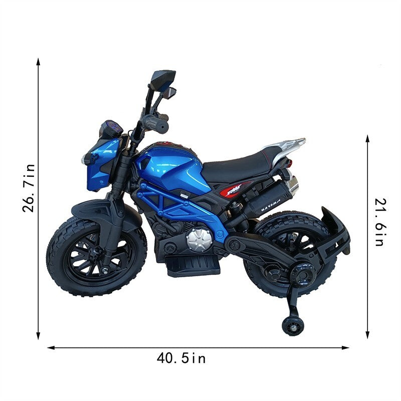 12V Kids Ride-On Motorcycle Toy with Training Wheels 1.8-3.2mph for Ages 3-6 Blue Trend Times 1