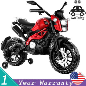12V Red Ride-On Motorcycle with Training Wheels for Kids Ages 3-6, Speed 1.8-3.2 mph Trend Times 0