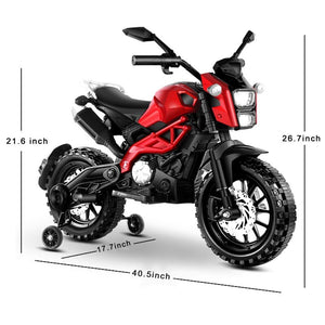 12V Red Ride-On Motorcycle with Training Wheels for Kids Ages 3-6, Speed 1.8-3.2 mph Trend Times 1