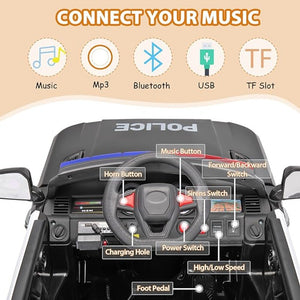 12V Electric Police Ride-On Car for Kids with Parental Remote Control and Battery Powered Trend Times 2
