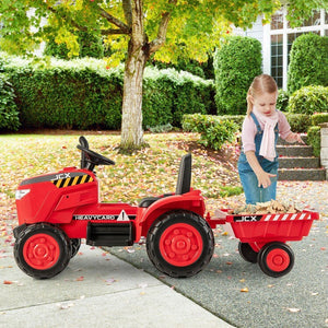 12V Red Toddler Ride-On Tractor Toy with Trailer and Remote Control Trend Times 12