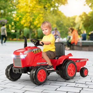 12V Red Toddler Ride-On Tractor Toy with Trailer and Remote Control Trend Times 9