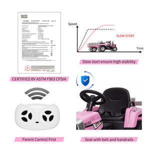 12V Electric Ride-On Tractor with Trailer and Remote Control for Kids Trend Times 22