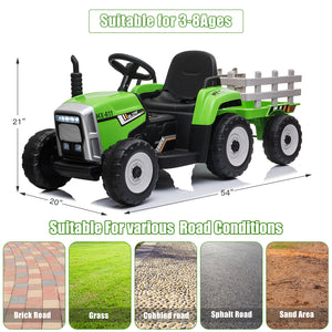 12V Electric Ride-On Tractor with Trailer Battery-Powered Kids Toy Car Gift for Christmas Trend Times 9
