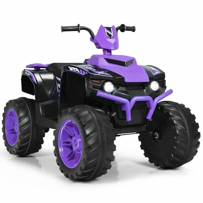 12V Kids 4-Wheeler ATV Ride-On Car with LED Lights and Music Purple Trend Times 1