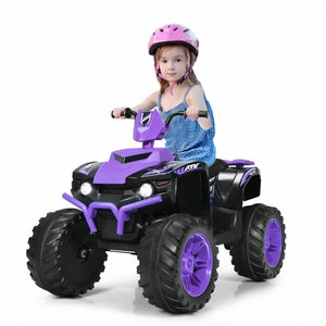 12V Kids 4-Wheeler ATV Ride-On Car with LED Lights and Music Purple Trend Times 5