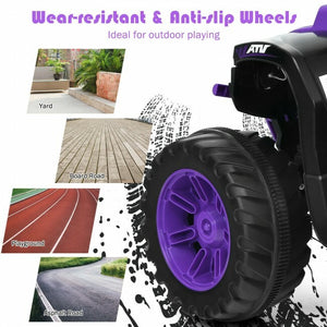 12V Kids 4-Wheeler ATV Ride-On Car with LED Lights and Music Purple Trend Times 7