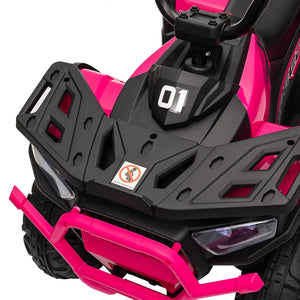 12V Kids 4-Wheeler ATV with Spring Suspension and Storage - Pink Trend Times 10