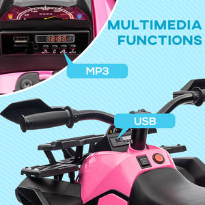 12V Kids Pink ATV Quad Toy Car with Music and Headlights Trend Times 5
