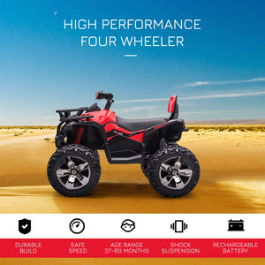 12V Kids Red ATV Quad Car Toy with Music and Headlights Trend Times 4