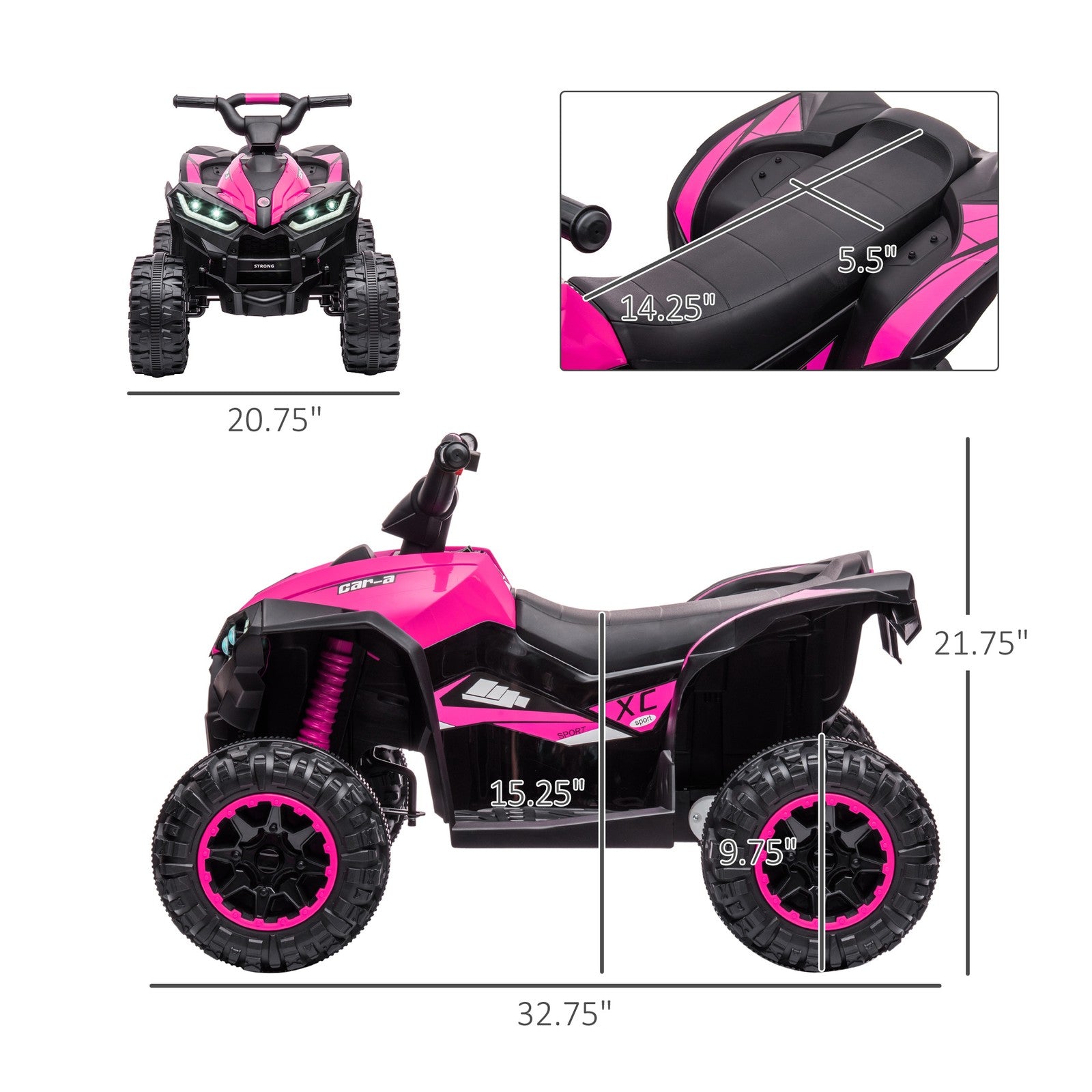 12V Kids Pink ATV Quad Car with Forward and Reverse Drive Trend Times 1