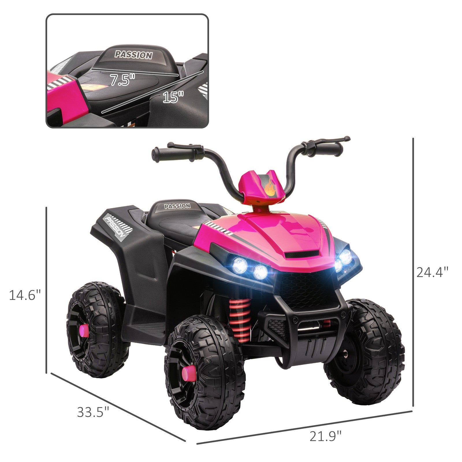 12V Kids ATV with Spring Suspension and Forward/Reverse Drive Pink Trend Times 1