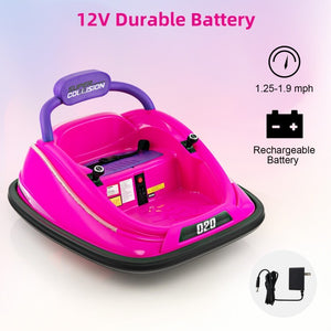 12V Electric Kids Bumper Car Ride-On Toy with 360 Spin and Remote Control Pink Toddler Vehicle Trend Times 6