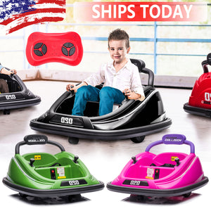 12V Kids Twin Motor Bumper Ride-On Car with Remote Control, LED Lights, and 360° Rotation Trend Times 4