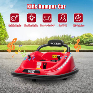 12V Kids Twin Bumper Car with Motor, Parent Remote Control, LED Lights, and 360° Rotation Trend Times 17