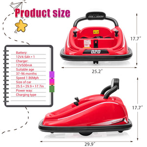 12V Kids Twin Bumper Car with Parent Remote Control, Lights, and 360° Rotation Motor Trend Times 1