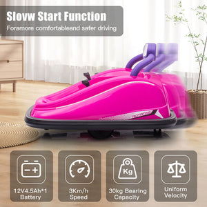12V Kids Twin Motor Bumper Car with Parent Remote Control, Lights, and 360° Rotation Trend Times 3