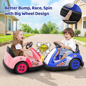12V Kids Bumper Car with Large Wheels, 2.2 MPH Max Speed, Toddler Ride-On Car with Remote Control Trend Times 3