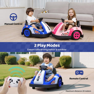 12V Kids Bumper Car with Large Wheels, 2.2 MPH Max Speed, Toddler Ride-On Car with Remote Control Trend Times 6